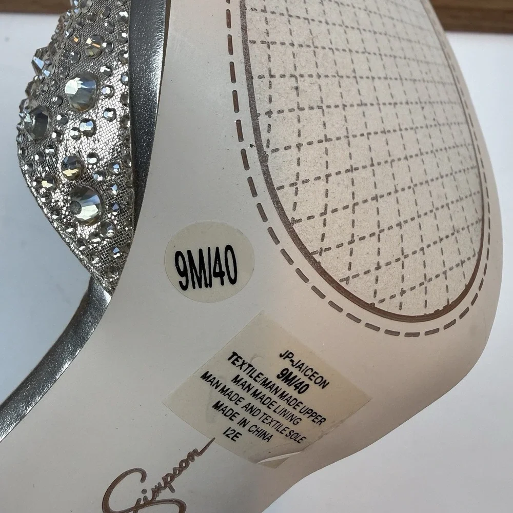 New Womens Jessica‎ Simpson Jarilyn Gold Rhinestone Heel Sandals Size 9 M